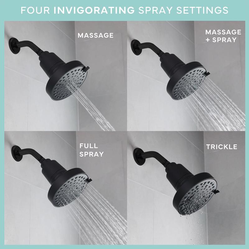 Danco Seventy Matte Black 4 settings Showerhead 1.8 gpm