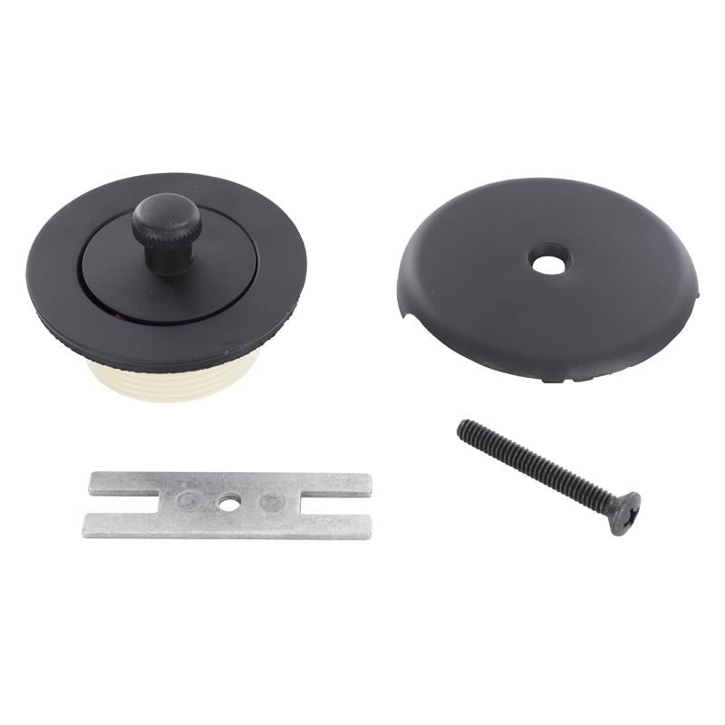 Danco 2-3/4 in. Matte Black Round Metal Lift and Turn Tub Drain Trim Kit