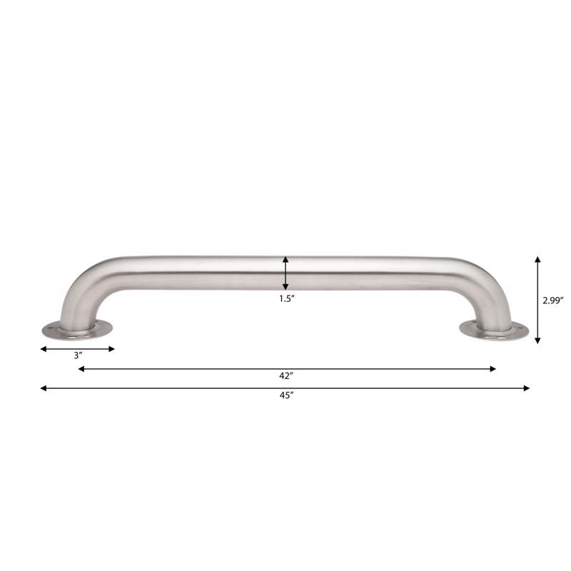 Homewerks Worldwide Brushed Gray Grab Bar Stainless Steel 1-1/2 in. H X 42 in. L