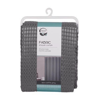 Zenna Home 72 in. H X 70 in. W Grey Spa Waffle Shower Curtain Fabric
