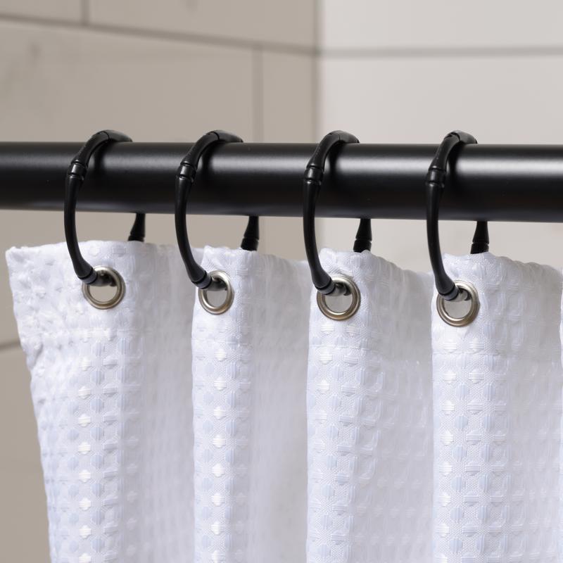 Zenna Home Matte Black Metal Shower Curtain Rings 12 pk