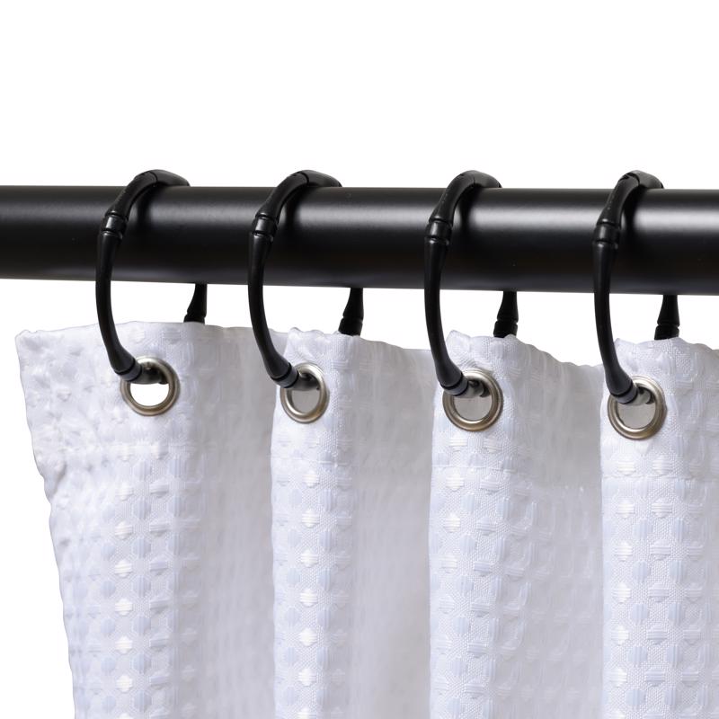 Zenna Home Matte Black Metal Shower Curtain Rings 12 pk