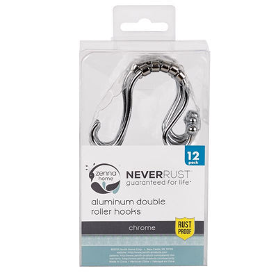 Zenna Home Chrome Silver Metal Shower Hooks 12 pk