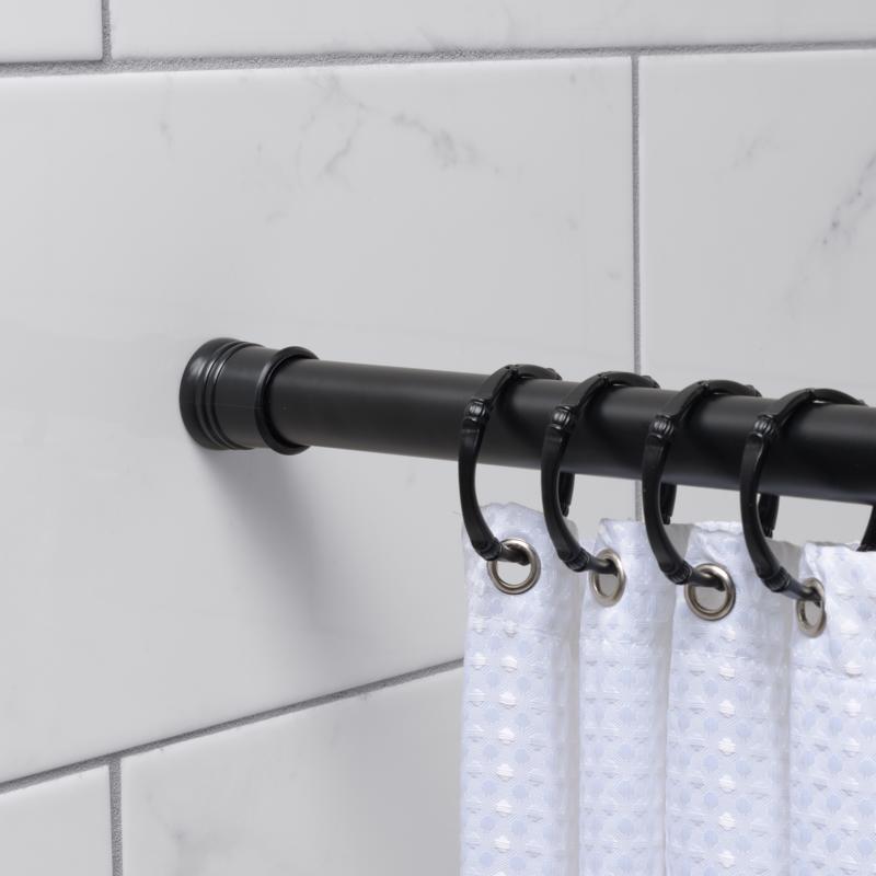 Zenna Home Adjustable Shower Rod 86 in. L Matte Black