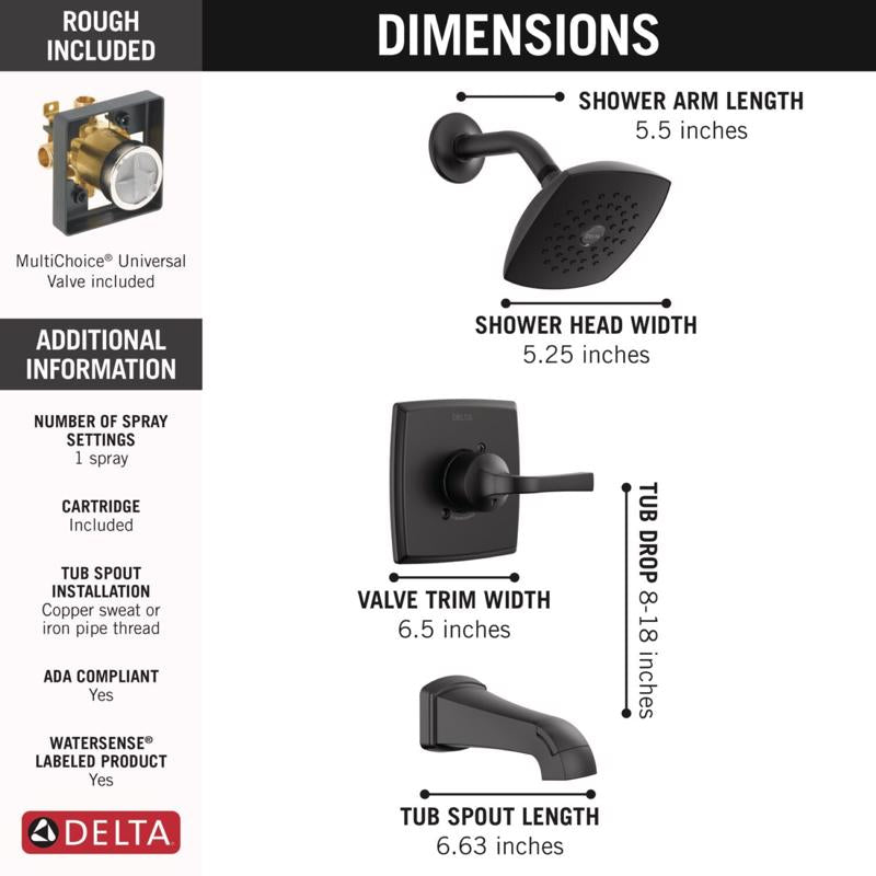 Delta Knoxville 1-Handle Matte Black Tub and Shower Faucet