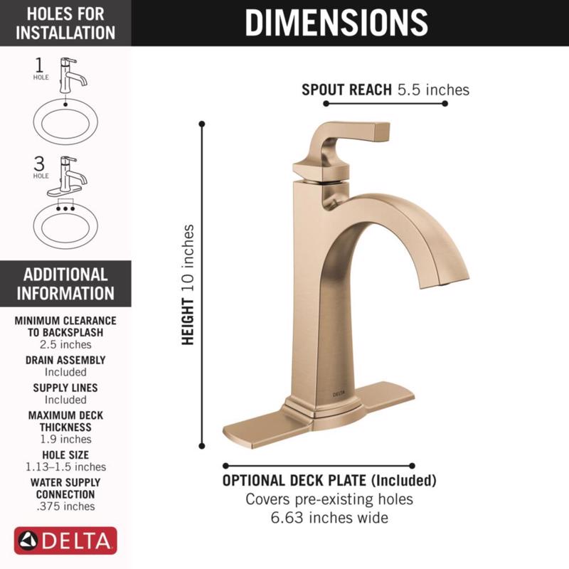 Delta Knoxville Bronzed Gold Contemporary Single-Handle Bathroom Sink Faucet 4 in.