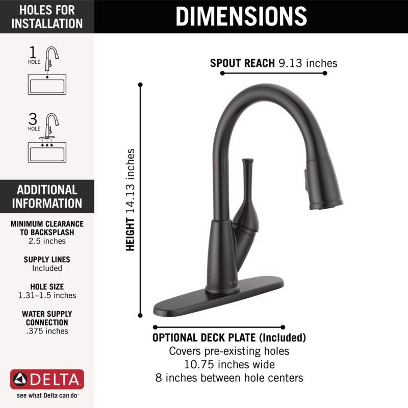 Delta One Handle Matte Black Pull-Down Kitchen Faucet
