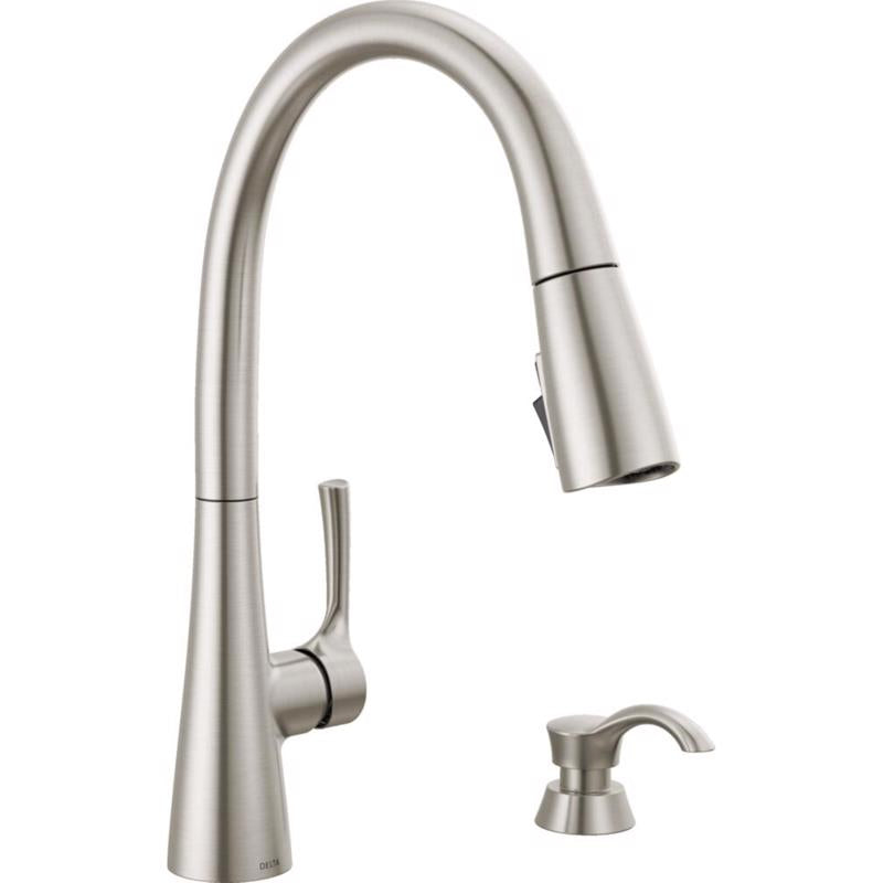 Delta One Handle Stainless Steel Pull-Down Kitchen Faucet Side Sprayer Included