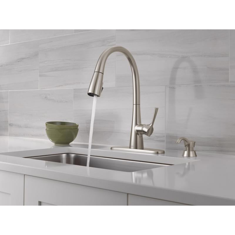 Delta One Handle Stainless Steel Pull-Down Kitchen Faucet Side Sprayer Included