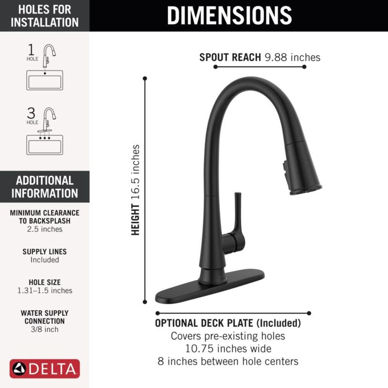 Delta Corwin One Handle Matte Black Pull-Down Kitchen Faucet