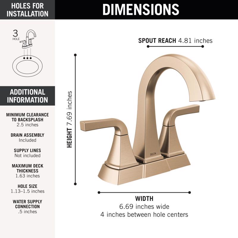 Delta Knoxville Bronzed Gold Transitional Centerset Bathroom Sink Faucet 4 in.