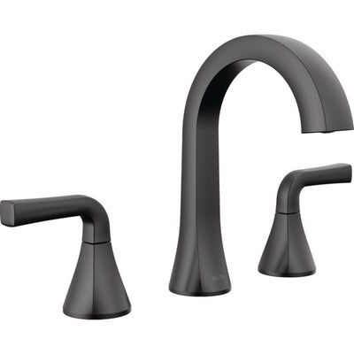 Delta Dallace Matte Black Transitional Widespread Bathroom Sink Faucet 16 in.