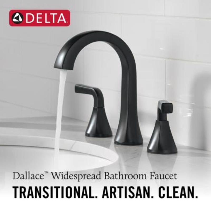 Delta Dallace Matte Black Transitional Widespread Bathroom Sink Faucet 16 in.