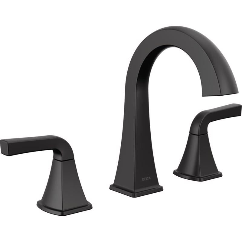 Delta Knoxville Matte Black Transitional Widespread Bathroom Sink Faucet 16 in.