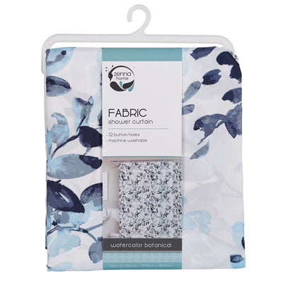 Zenna Home 72 in. H X 70 in. W Blue Botantical Shower Curtain Fabric