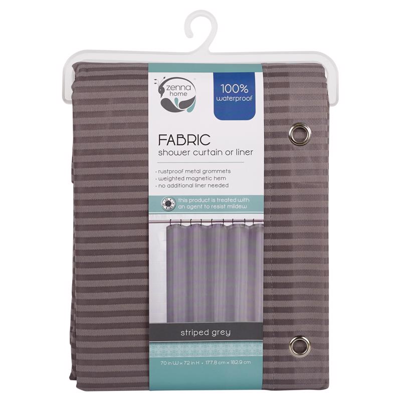 Zenna Home 72 in. H X 70 in. W Gray Shower Curtain Fabric
