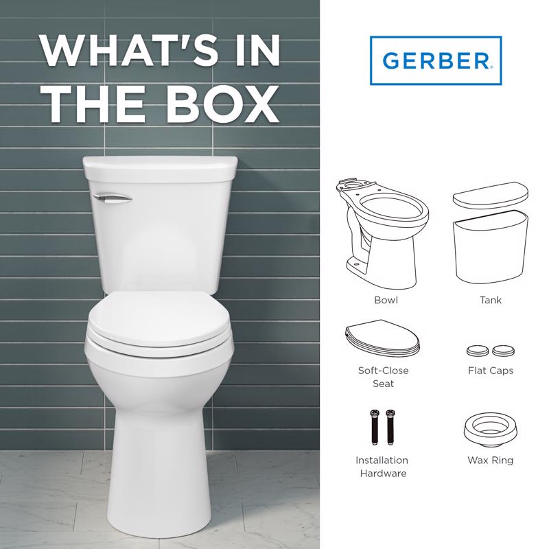 Gerber ADA Compliant 1.28 gal White Elongated Complete Toilet