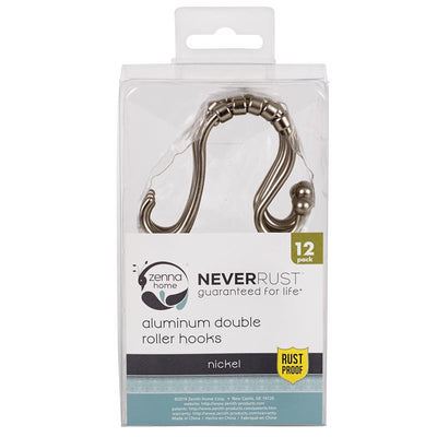 Zenna Home Brushed Nickel Silver Metal Shower Curtain Rings