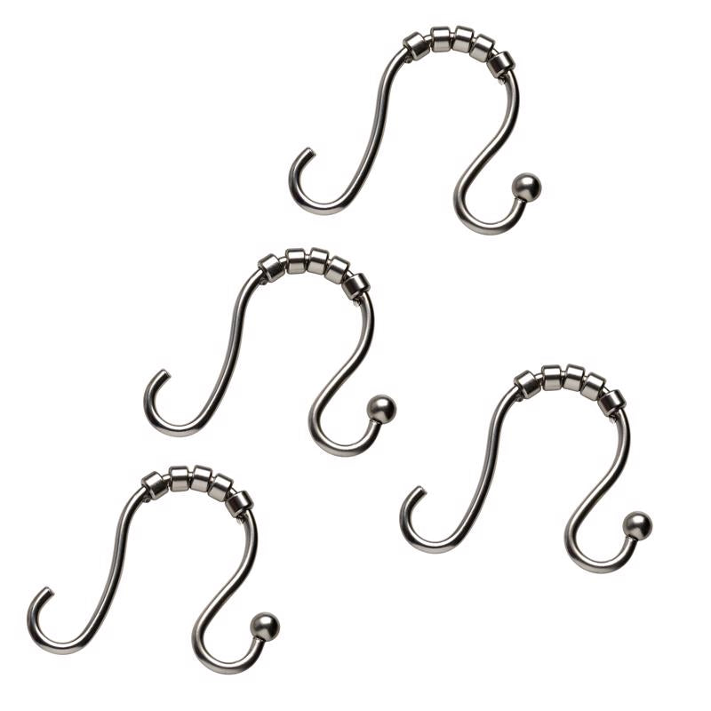 Zenna Home Brushed Nickel Silver Metal Shower Curtain Rings