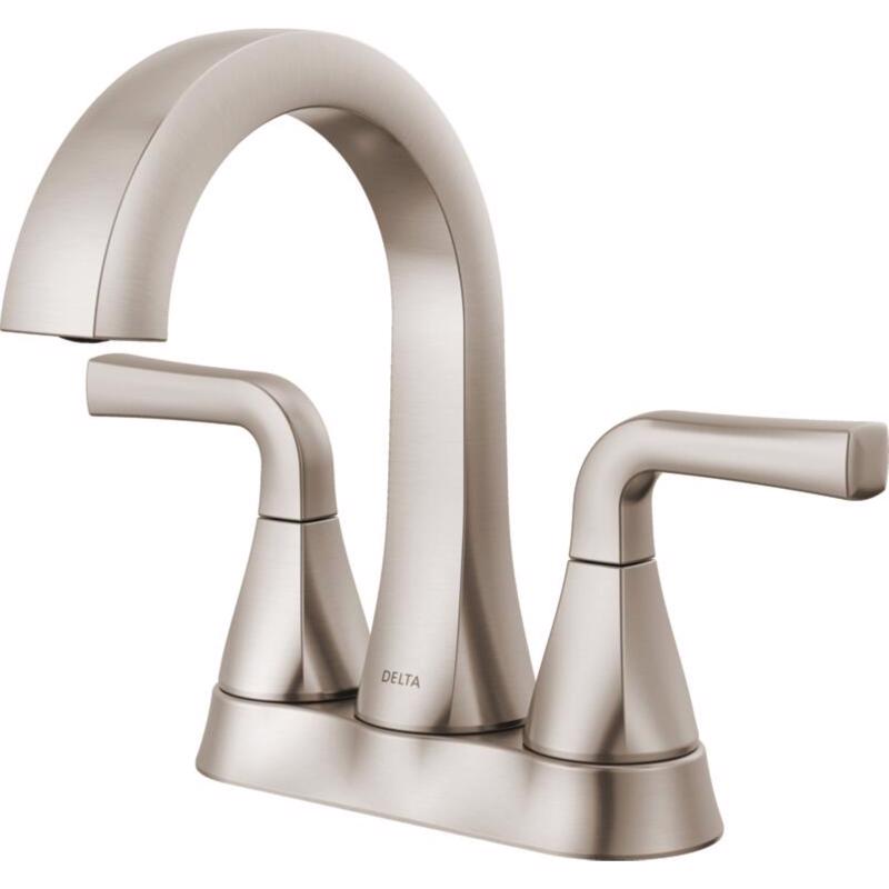 Delta Dallace Stainless Steel Transitional Centerset Bathroom Sink Faucet 4 in.