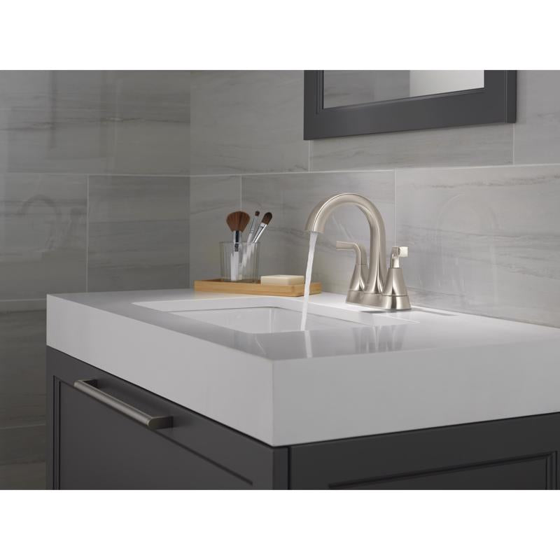 Delta Dallace Stainless Steel Transitional Centerset Bathroom Sink Faucet 4 in.
