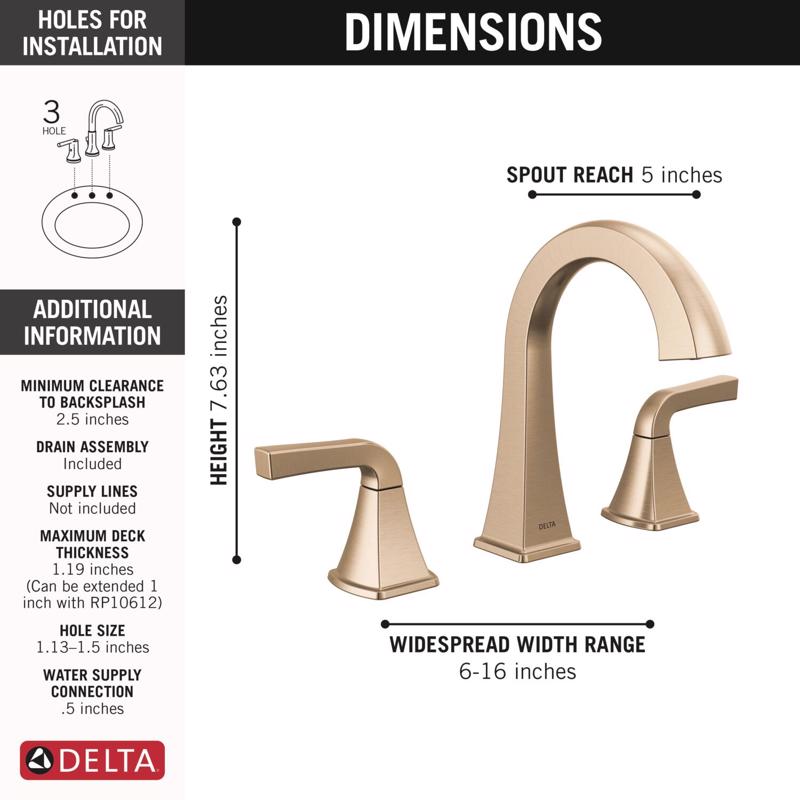 Delta Knoxville Bronzed Gold Transitional Widespread Bathroom Sink Faucet 16 in.