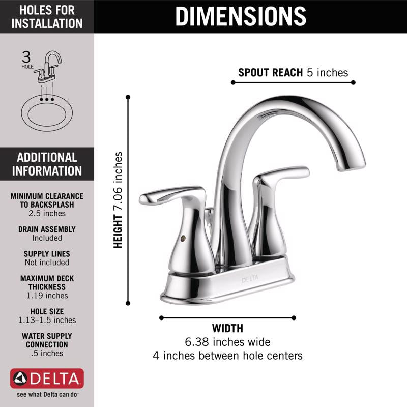 Delta Foundations Chrome Traditional Centerset Bathroom Sink Faucet 4 in.