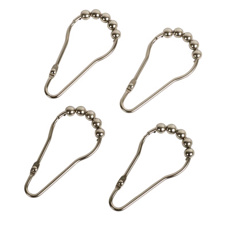 Zenna Home Brushed Nickel Silver Metal Shower Curtain Rings 12 pk