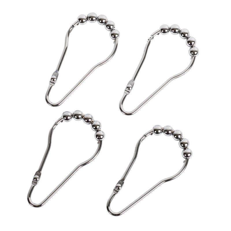Zenna Home Chrome Silver Metal Shower Curtain Rings 12 pk