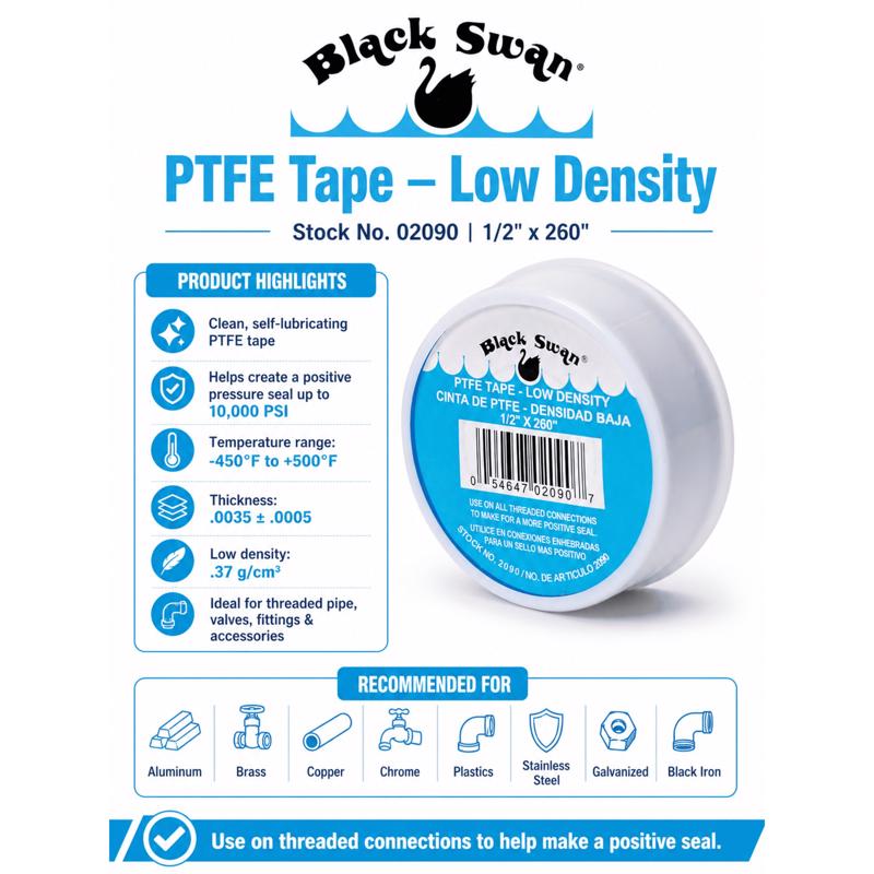 Black Swan White PTFE Tape