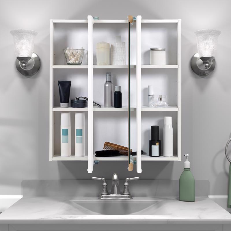 Zenna Home 26 in. H X 24 in. W X 4.5 in. D Rectangle Tri-View Medicine Cabinet