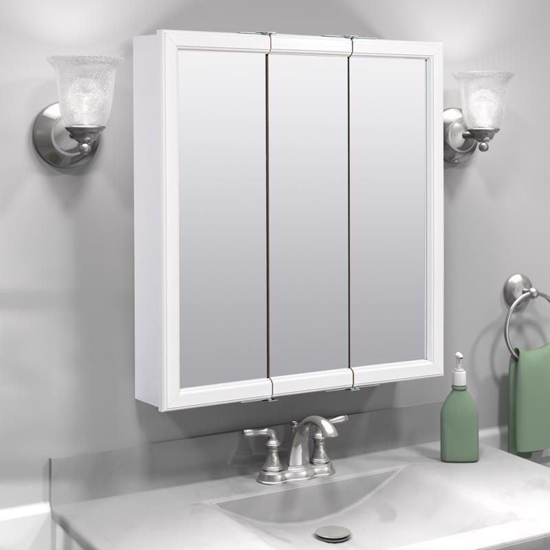 Zenna Home 26 in. H X 24 in. W X 4.5 in. D Rectangle Tri-View Medicine Cabinet