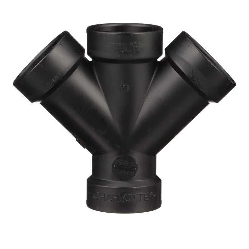Charlotte Pipe 1-1/2 in. Hub X 1-1/2 in. D Hub ABS Double Wye