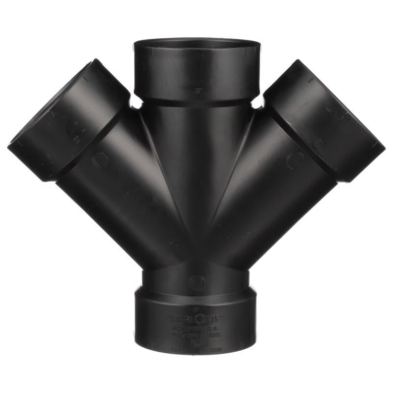 Charlotte Pipe 3 in. Hub X 3 in. D Hub ABS Double Wye