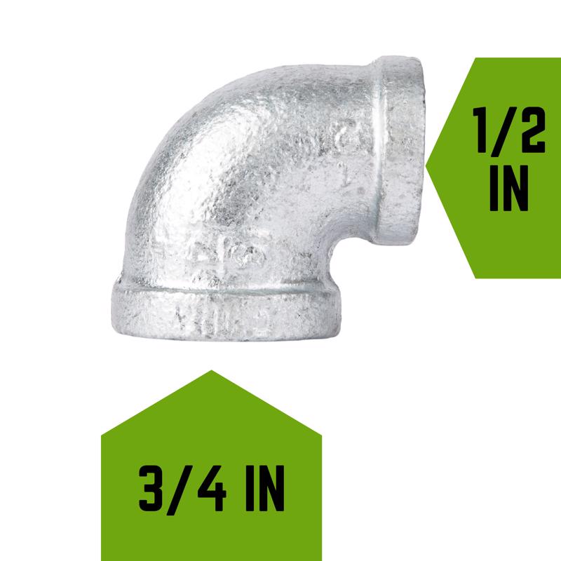 STZ Industries 3/4 in. FIP each X 1/2 in. D FIP Galvanized Malleable Iron 90 degree Reducing Elbow