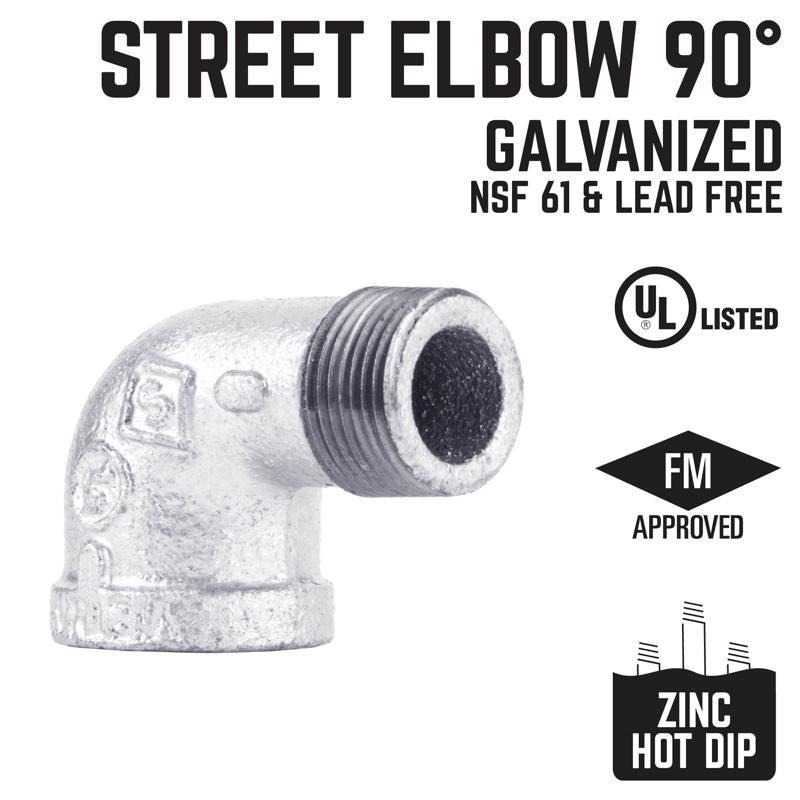 STZ Industries 1-1/4 in. FIP each X 1-1/4 in. D MIP Galvanized Malleable Iron 90 Degree Street Elbow