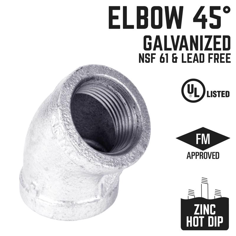 STZ Industries 1 in. FIP each X 1 in. D FIP Galvanized Malleable Iron 45 Degree Elbow