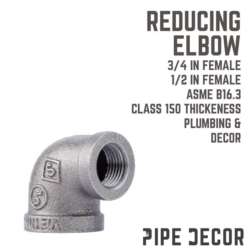 STZ Industries 3/4 in. FIP each X 1/2 in. D FIP Black Malleable Iron 90 degree Reducing Elbow