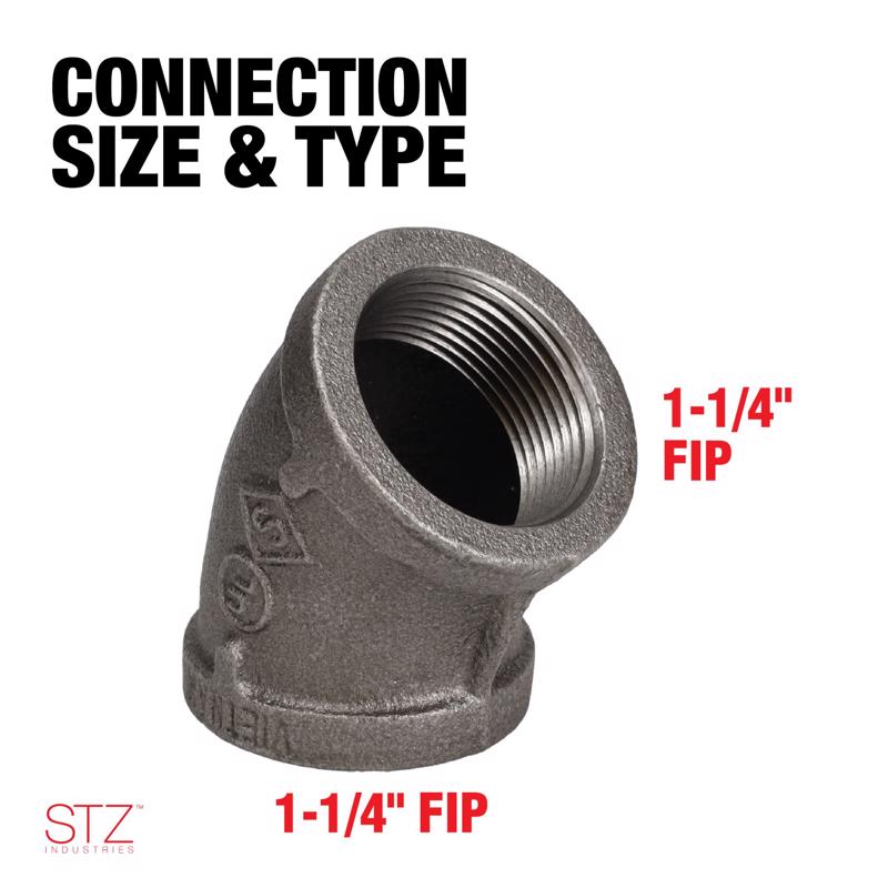 STZ Industries 1-1/4 in. FIP each X 1-1/4 in. D FIP Black Malleable Iron 45 Degree Elbow