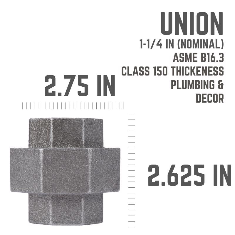 STZ Industries 1-1/4 in. FIP each X 1-1/4 in. D FIP Black Malleable Iron Union