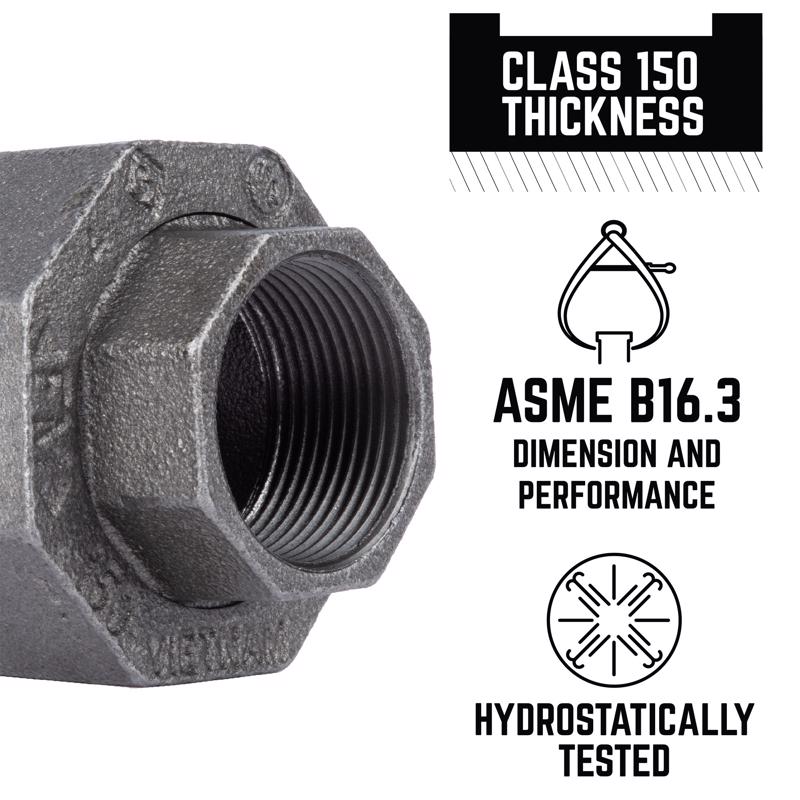STZ Industries 1-1/2 in. FIP each X 1-1/2 in. D FIP Black Malleable Iron Union