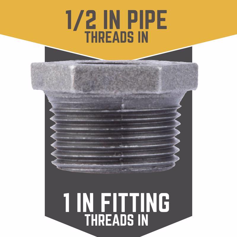 STZ Industries 1 in. MIP each X 1/2 in. D FIP Black Malleable Iron Hex Bushing