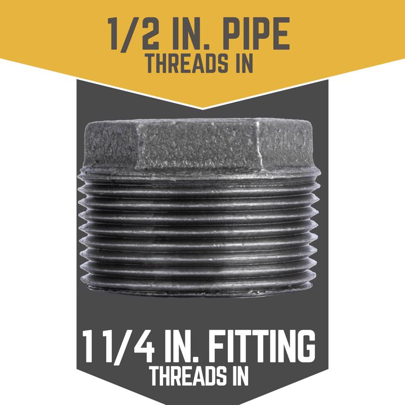 STZ Industries 1-1/4 in. MIP each X 1/2 in. D FIP Black Malleable Iron Hex Bushing