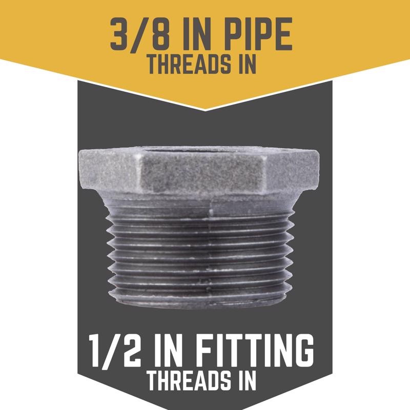 STZ Industries 1/2 in. MIP each X 3/8 in. D FIP Black Malleable Iron Hex Bushing