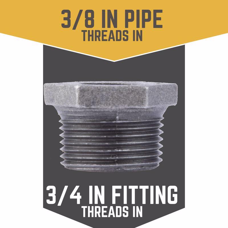 STZ Industries 3/4 in. MIP each X 3/8 in. D FIP Black Malleable Iron Hex Bushing