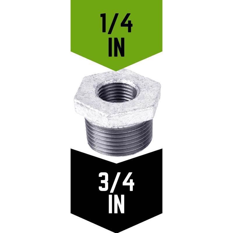 STZ Industries 3/4 in. MIP each X 1/4 in. D FIP Galvanized Malleable Iron Hex Bushing