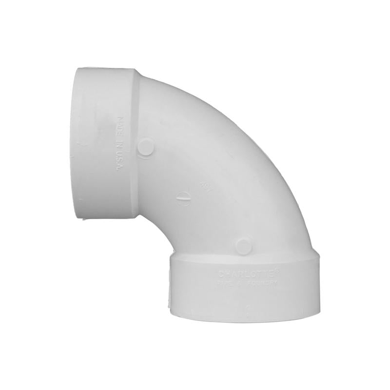 Charlotte Pipe Schedule 40 6 in. Hub X 6 in. D Hub PVC Elbow