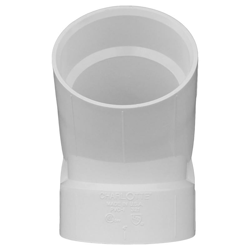 Charlotte Pipe Schedule 40 6 in. Hub X 6 in. D Hub PVC 45 Degree Elbow