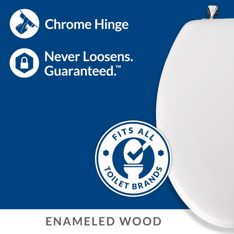 Mayfair by Bemis Edgewater Elongated White Enameled Wood Toilet Seat