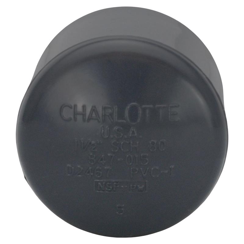 Charlotte Pipe Schedule 80 1-1/2 in. Slip X 1-1/2 in. D FPT PVC Cap